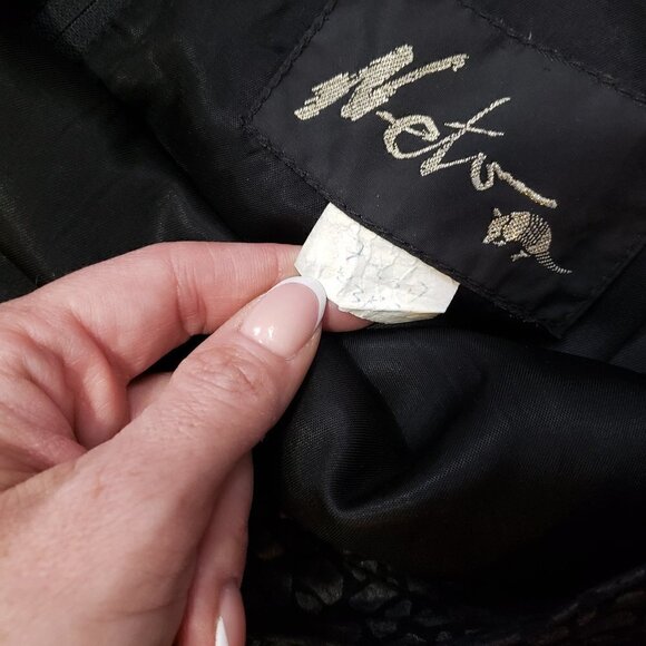 Vintage * Neto Black on Black Print Leather Skirt - Picture 7 of 11